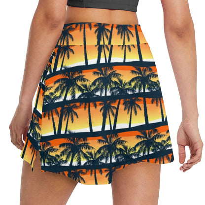 Palm Tree Sunset Design Print 17" Golf & Pickleball Skort with Pockets