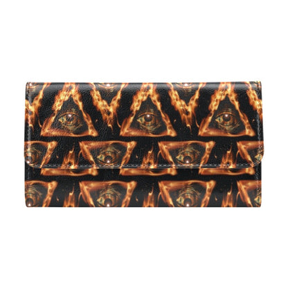 Eye of Horus in Flame Print Women's Trifold Wallet