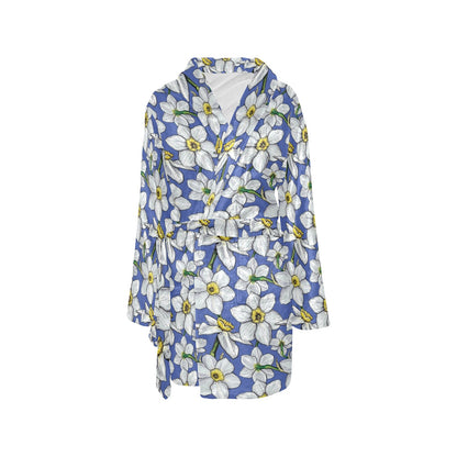 Daffodils Pattern Print Design DF08 Women's Fleece Robe