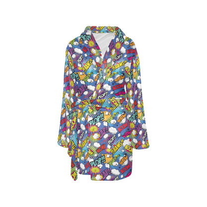 Comic Book Pattern Print Design 02 Women's Fleece Robe