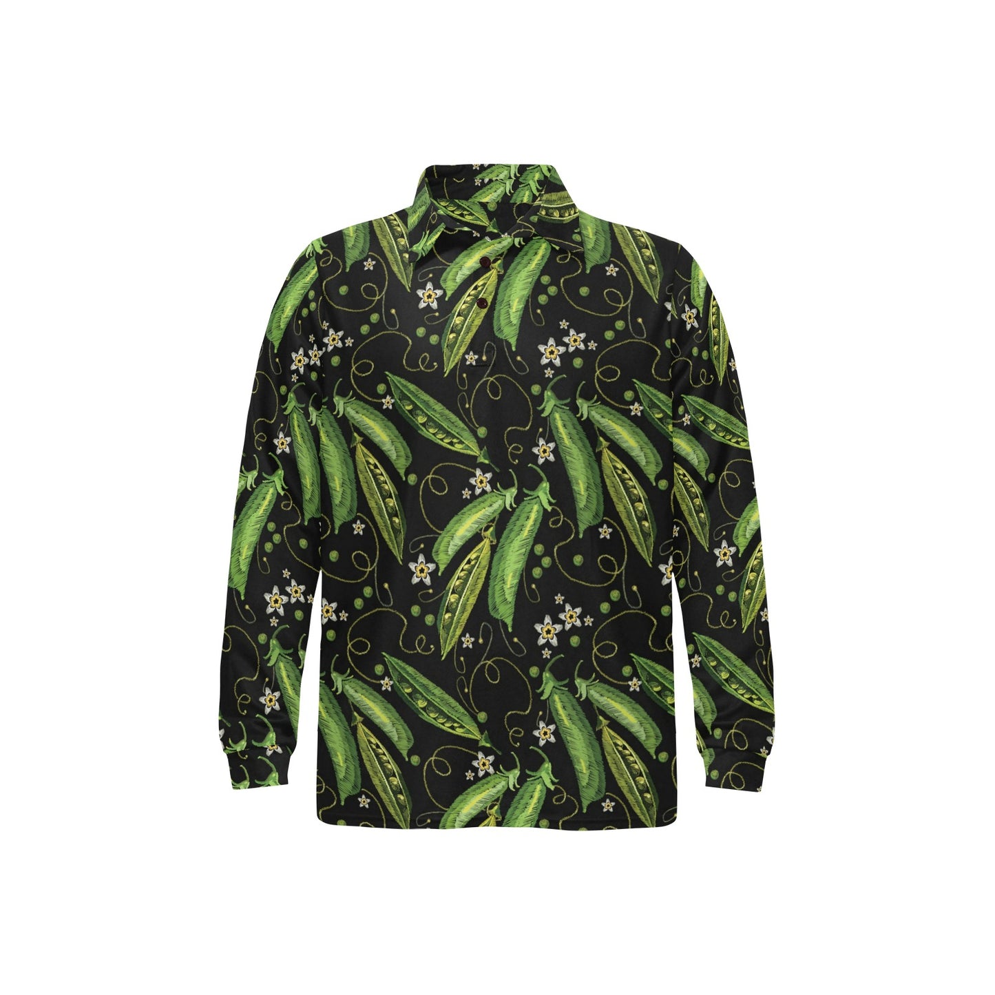Peas Pattern Print Design A02 Long Sleeve Polo Shirt For Men's