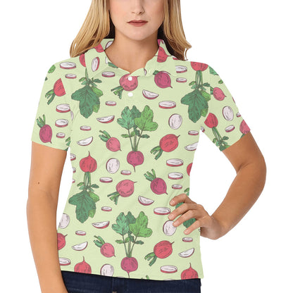 Radish Pattern Print Design A04 Women's Polo Shirt