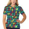 Houndstooth Colorful Pattern Print Design 02 Women's Polo Shirt