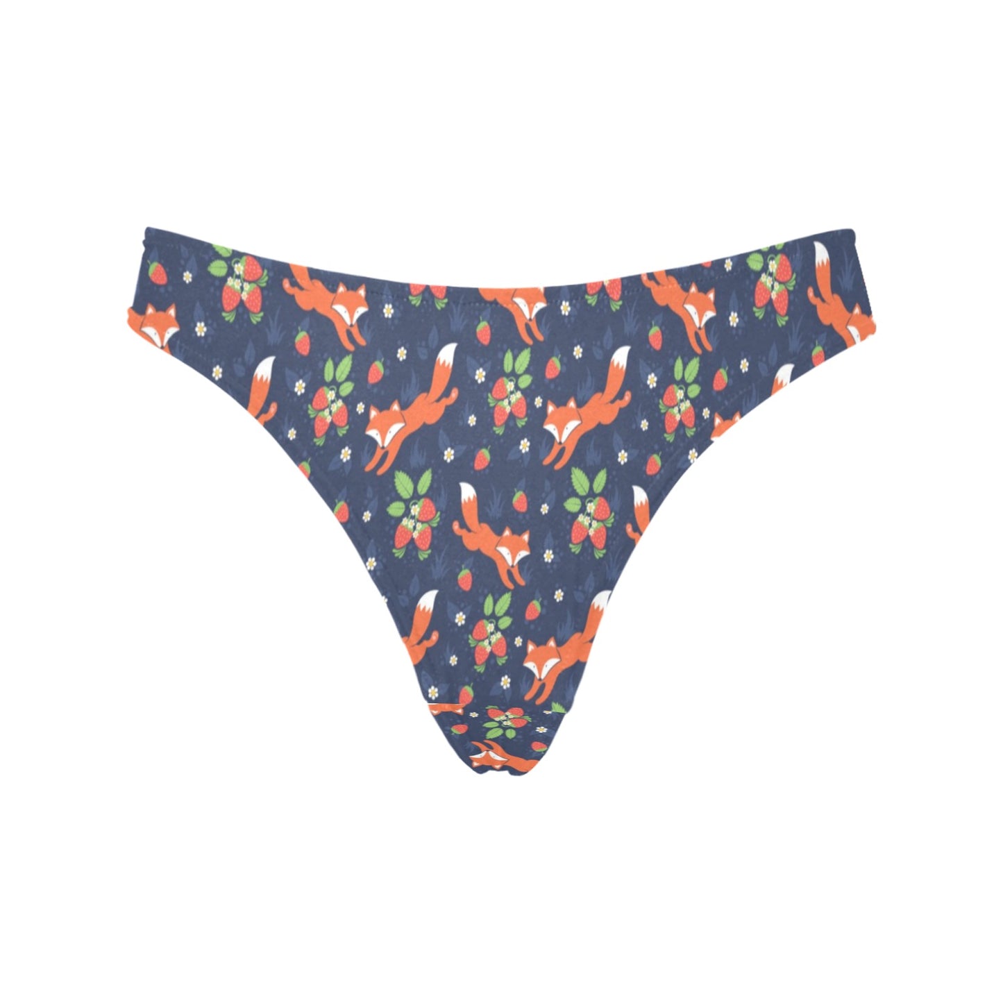 Fox Strawberry Print Pattern Women's Thongs