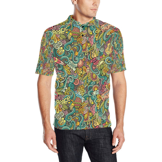 Hippie Print Design LKS302 Men Polo Shirt