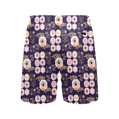 Sakura Japan Style Print Design LKS302 Men's Swim Trunks Beach Shorts