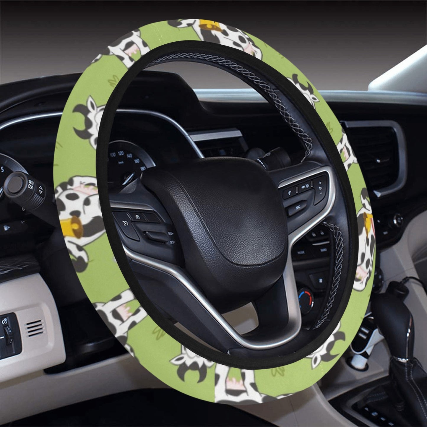 Cattle Print Design LKS401 Steering Wheel Cover with Elastic Edge