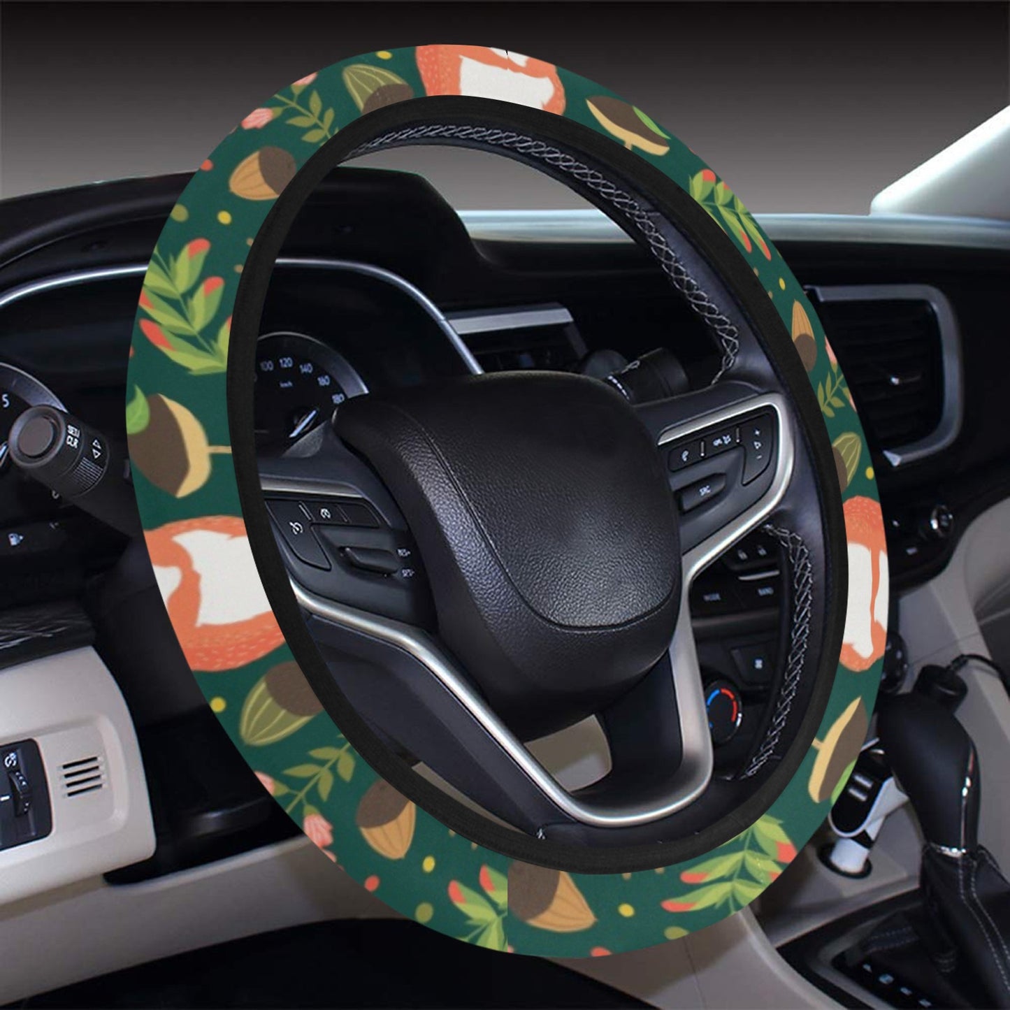 Squirrel Print Design LKS302 Steering Wheel Cover with Elastic Edge