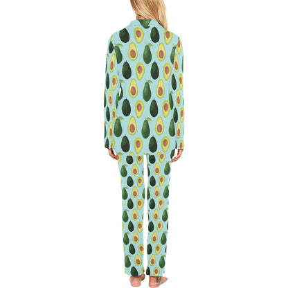 Avocado Pattern Print Design 04 Women's Long Pajama Set