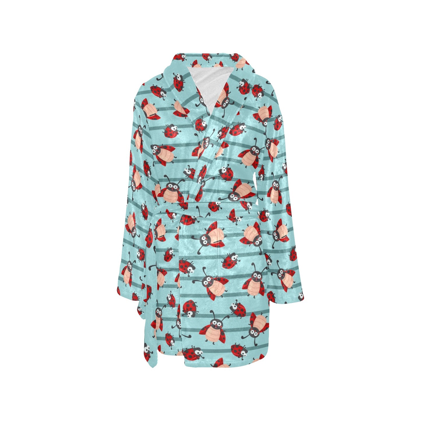 Ladybug Happy Print Pattern Women's Fleece Robe