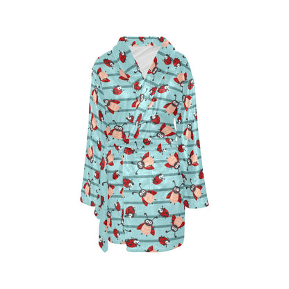 Ladybug Happy Print Pattern Women's Fleece Robe
