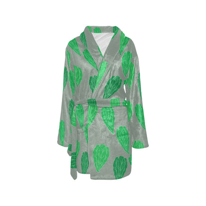 Lettuce Pattern Print Design 02 Women's Fleece Robe