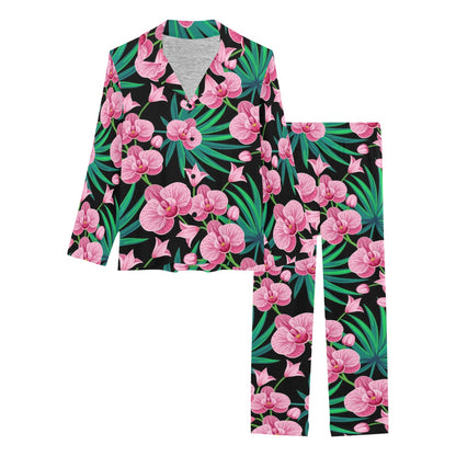 Orchid Pink Pattern Print Design OR06 Women's Long Pajama Set