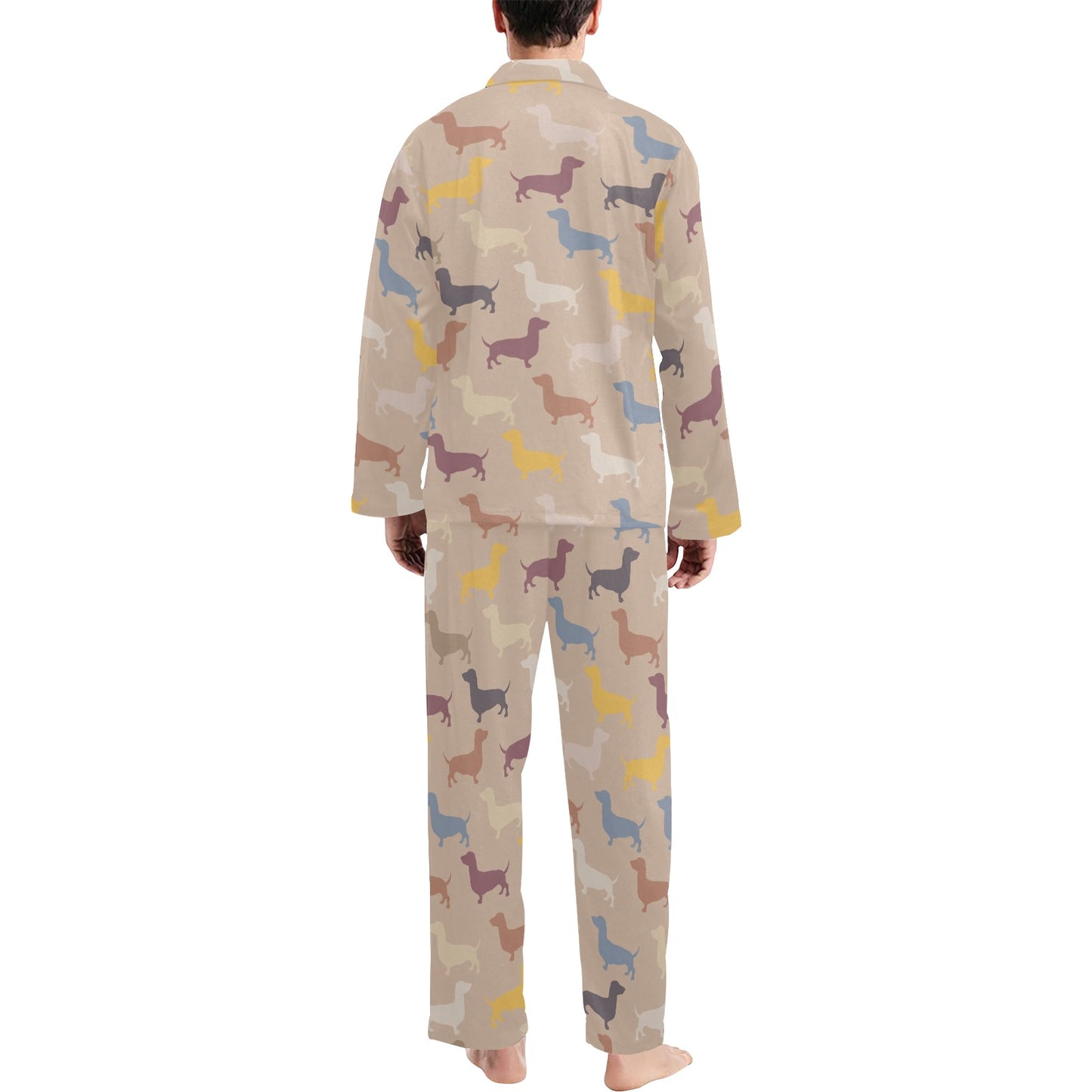 Dachshund Pattern Print Design 03 Men's Long Pajama Set