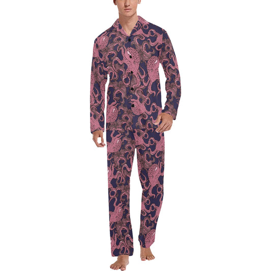 Octopus Pattern Print Design A03 Men's Long Pajama Set