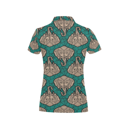 Boho Head Elephant Women's Polo Shirt