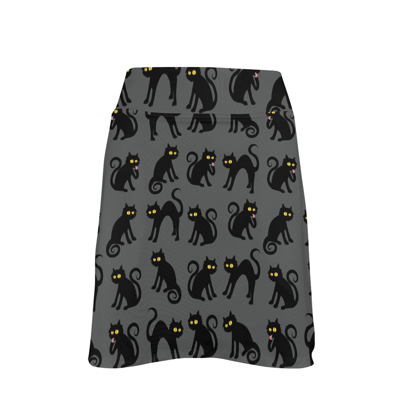 Black Cat Cute Print Pattern 17" Golf & Pickleball Skort with Pockets