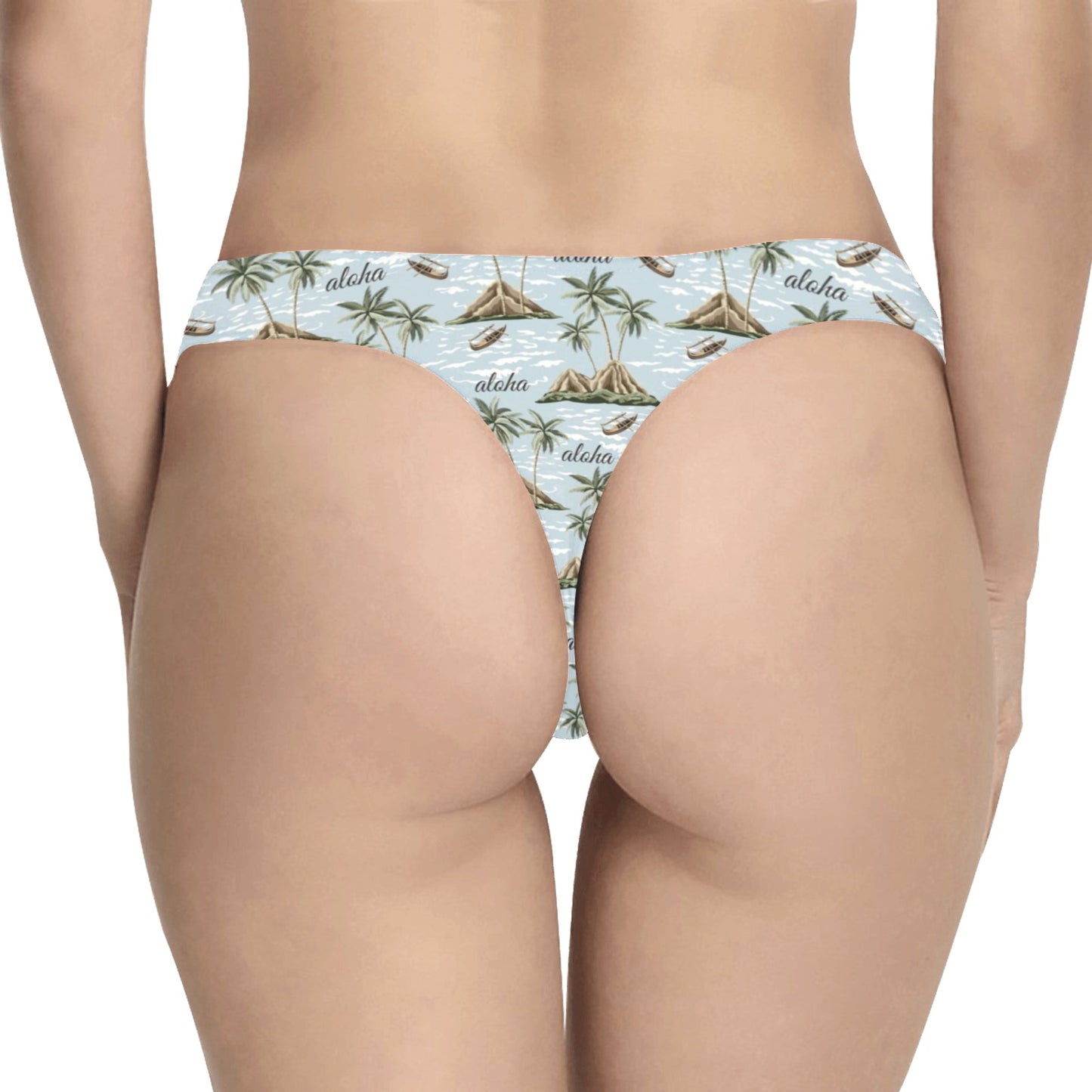 Aloha Hawaii island Design Themed Print Women's Thongs