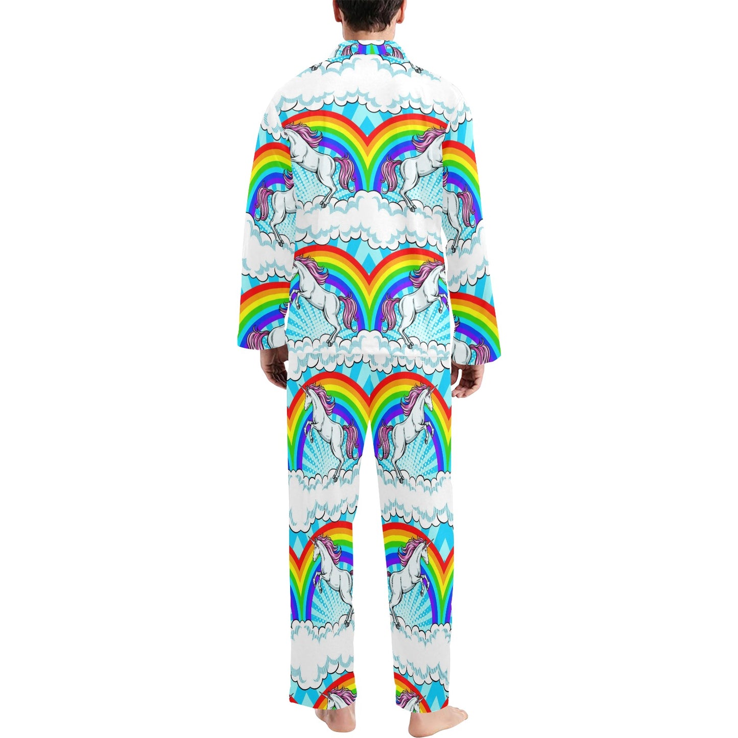 Unicorn Rainbow Men's Long Pajama Set