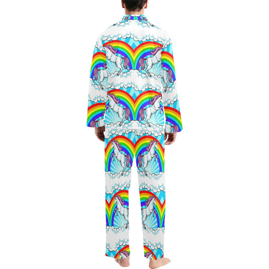 Unicorn Rainbow Men's Long Pajama Set