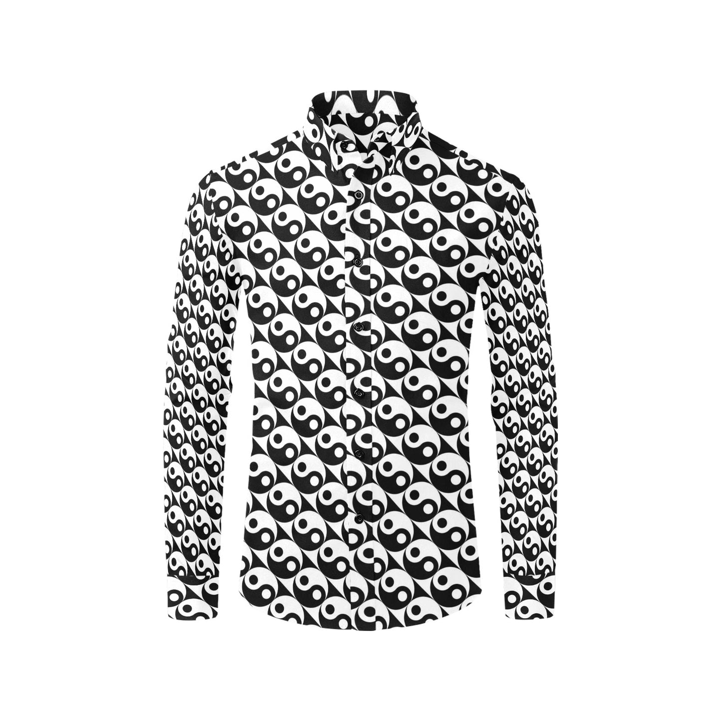 Yin Yang Print Design LKS304 Men's Long Sleeve Dress Shirt