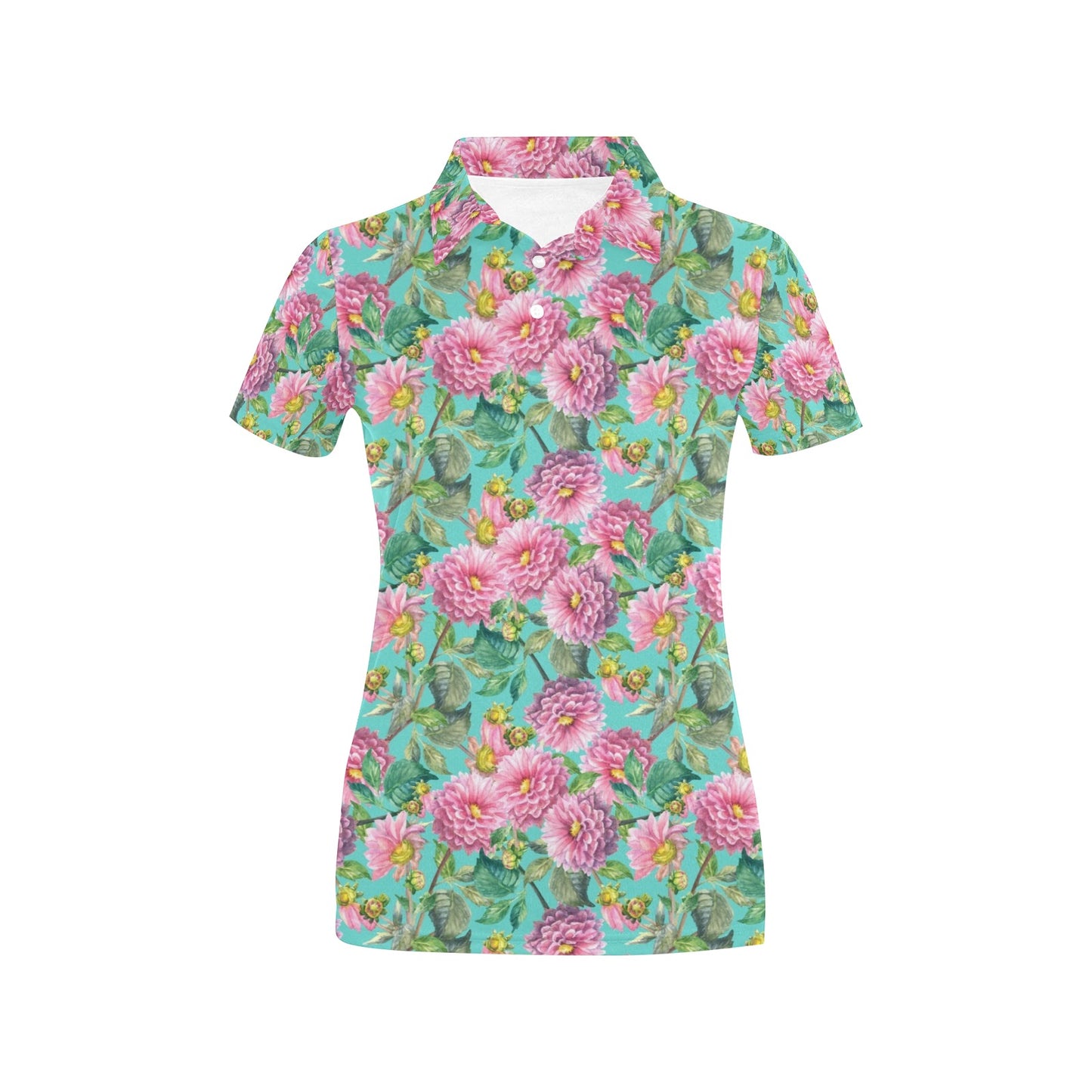 Dahlia Pattern Print Design DH07 Women's Polo Shirt