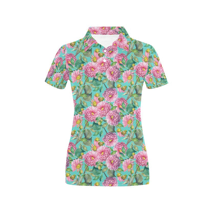 Dahlia Pattern Print Design DH07 Women's Polo Shirt