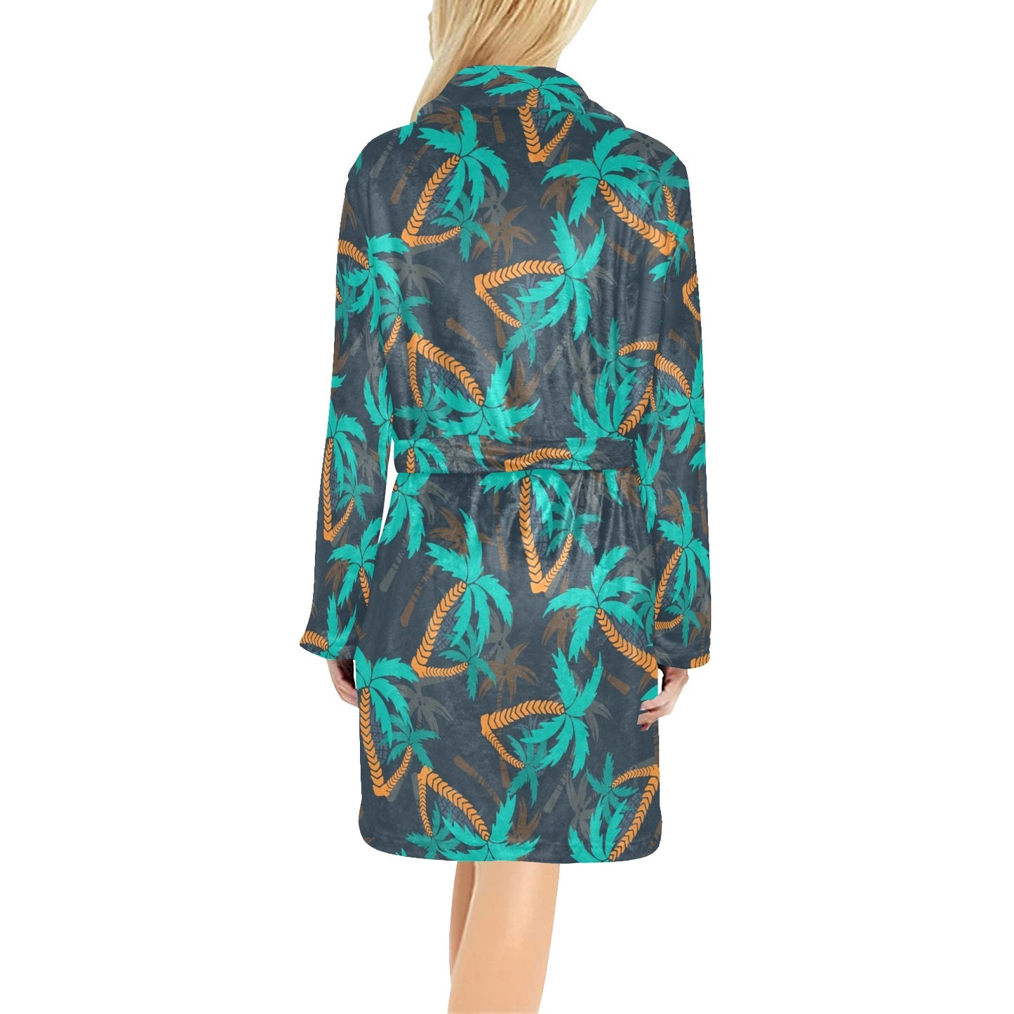 Palm Tree Pattern Print Design PT01 Women's Fleece Robe