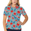 Donkey Red Elephant Pattern Print Design 03 Women's Polo Shirt