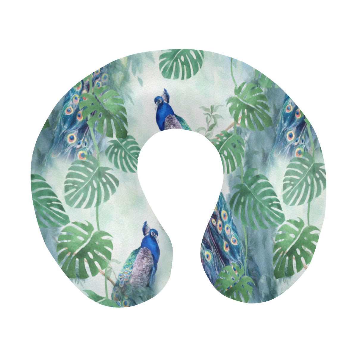 Peacock Pattern Print Design A02 U-Shaped Travel Neck Pillow