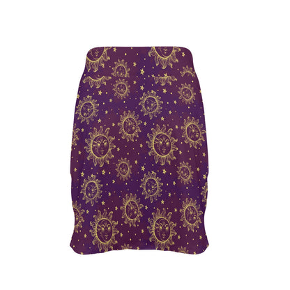 Sun Moon Star Design Themed Print 17" Golf & Pickleball Skort with Pockets