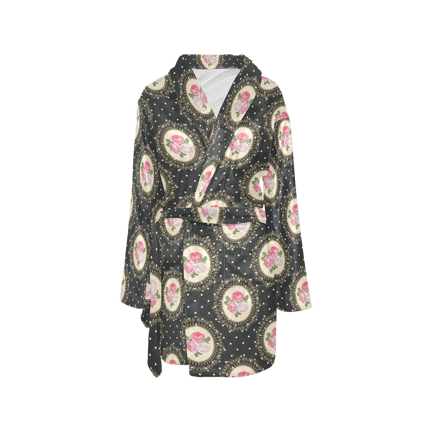 Rose Pattern Print Design RO015 Women's Fleece Robe