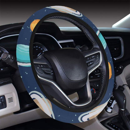 Planet With Star Print Design LKS303 Steering Wheel Cover with Elastic Edge