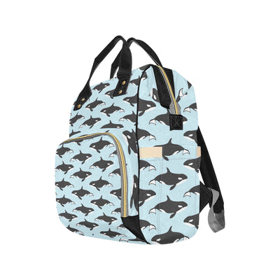 Killer Whale Pattern Print Design 01 Diaper Bag Backpack