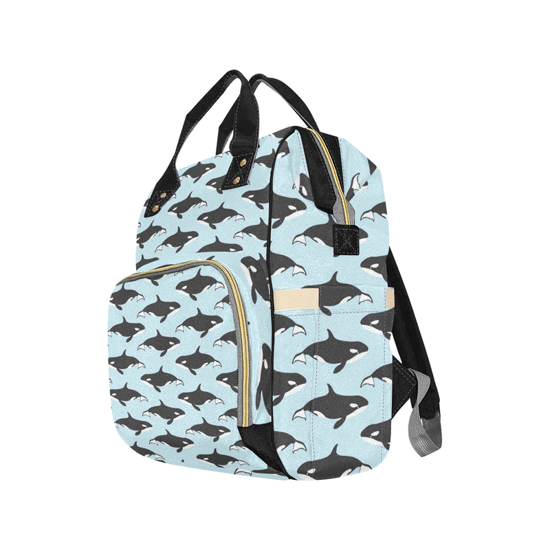 Killer Whale Pattern Print Design 01 Diaper Bag Backpack