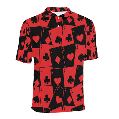 Poker Cards Pattern Print Design A01 Men Polo Shirt