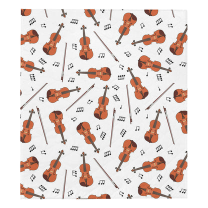 Violin Pattern Print Design 02 Premium Quilt