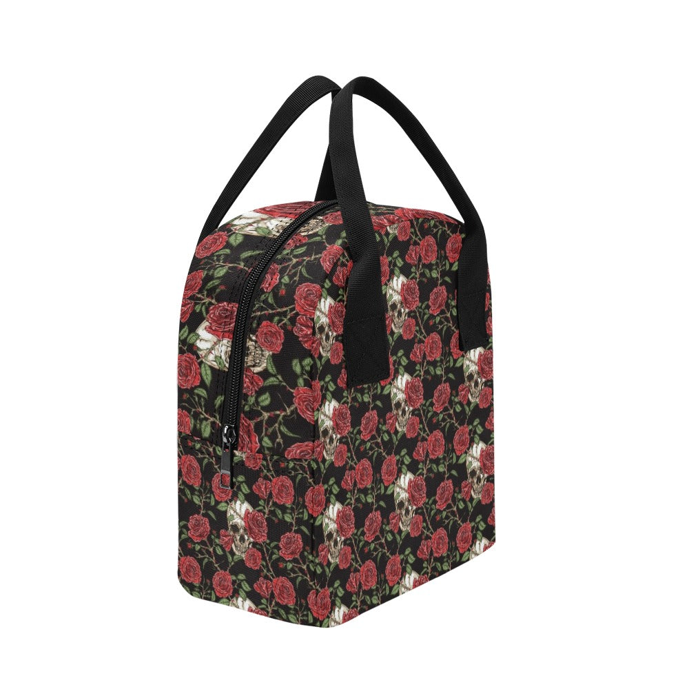 Skull And Roses Print Design LKS303 Insulated Lunch Bag