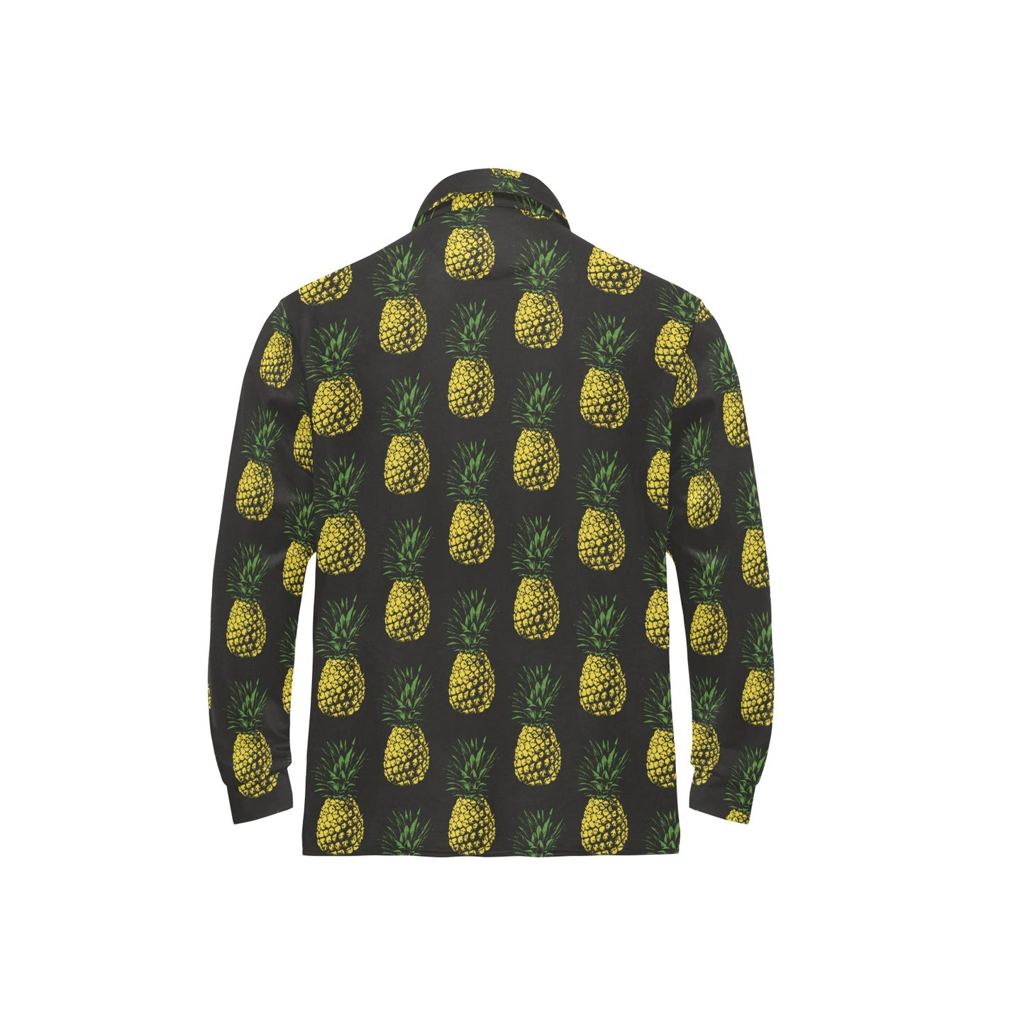 Gold Pineapple Long Sleeve Polo Shirt For Men's