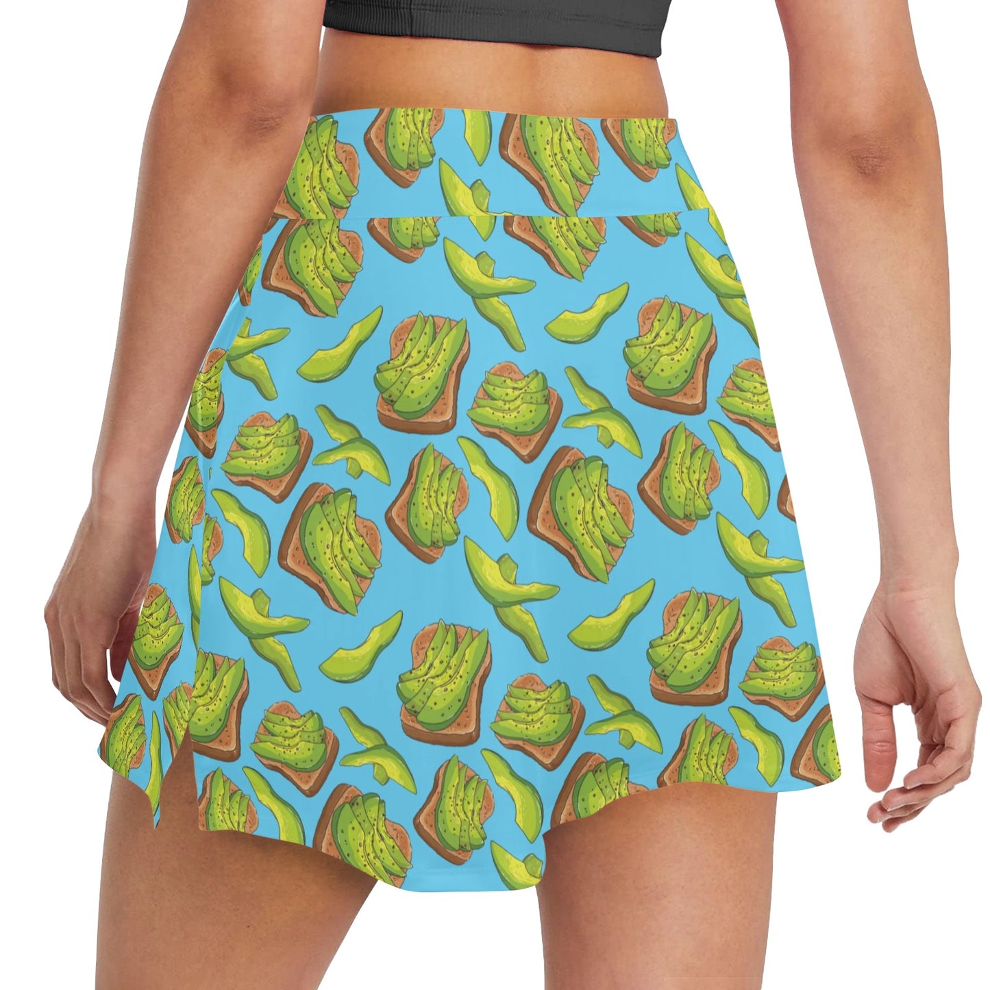 Sandwich Avocado Print Design LKS306 17" Golf & Pickleball Skort with Pockets