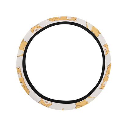 Shiba Inu Print Design LKS308 Steering Wheel Cover with Elastic Edge