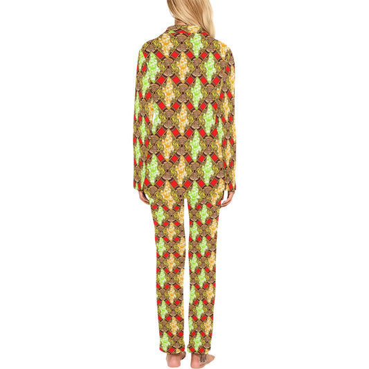 African Classic Print Pattern Women's Long Pajama Set