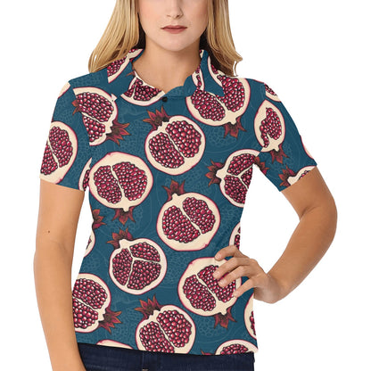 Pomegranate Pattern Print Design PG02 Women's Polo Shirt