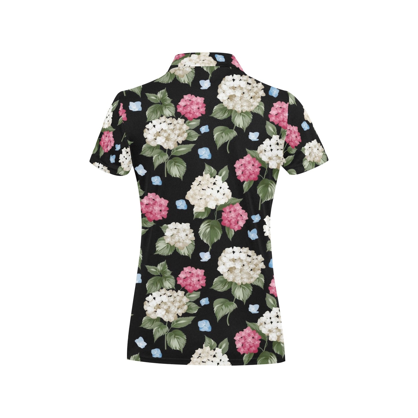 Hydrangea Pattern Print Design HD09 Women's Polo Shirt