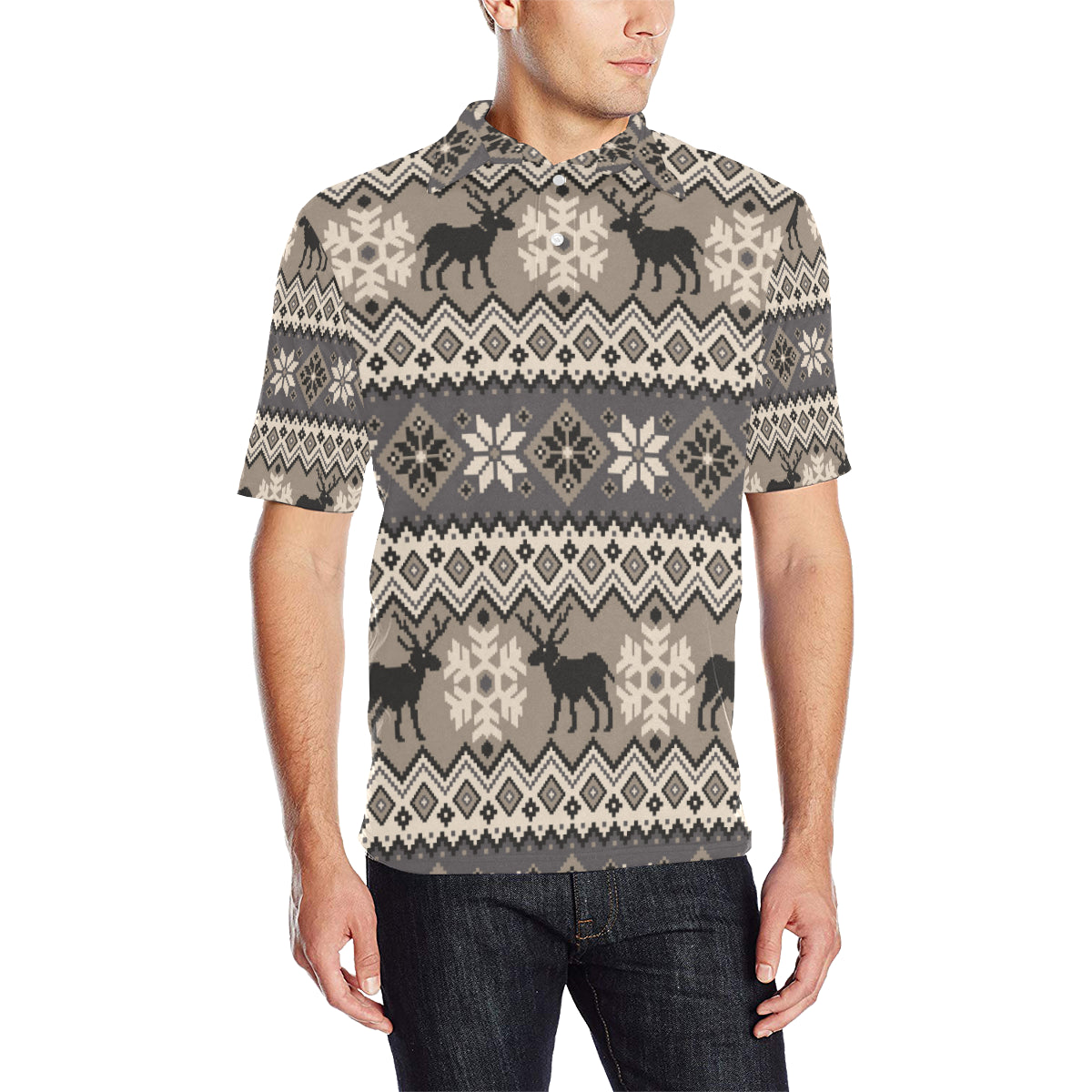 Nordic Pattern Print Design A01 Men Polo Shirt