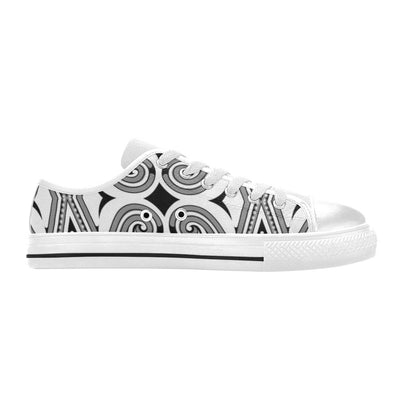 Samoan Pattern Print Design LKS302 Women's White Low Top Shoes