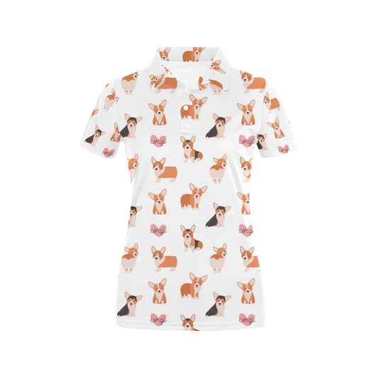 Cardigan Welsh Corgis Pattern Print Design 02 Women's Polo Shirt