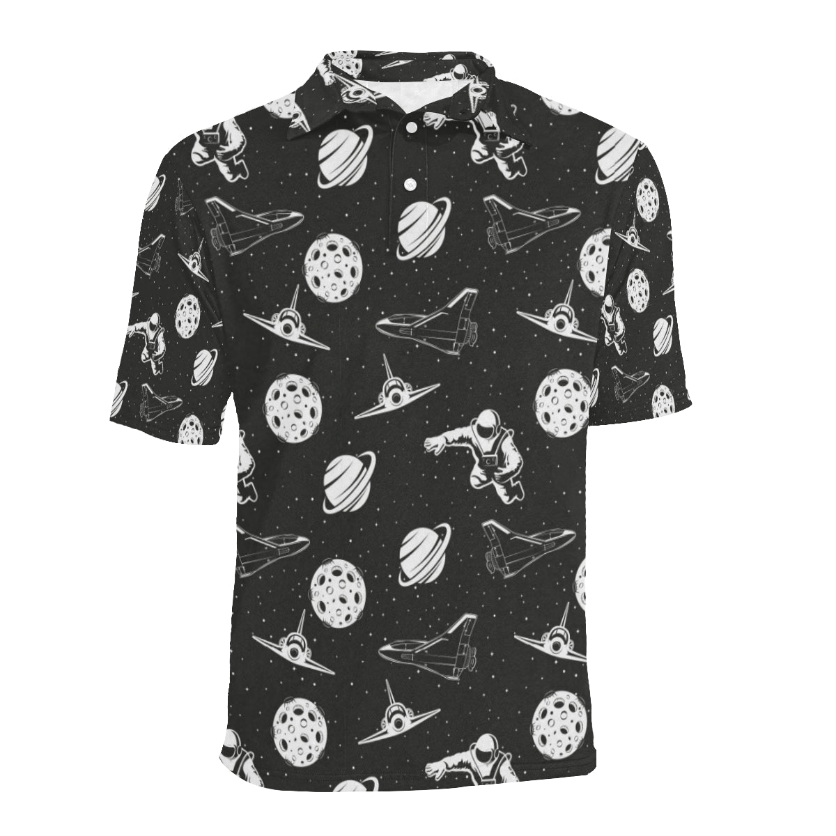 Space Astronauts Print Men Polo Shirt