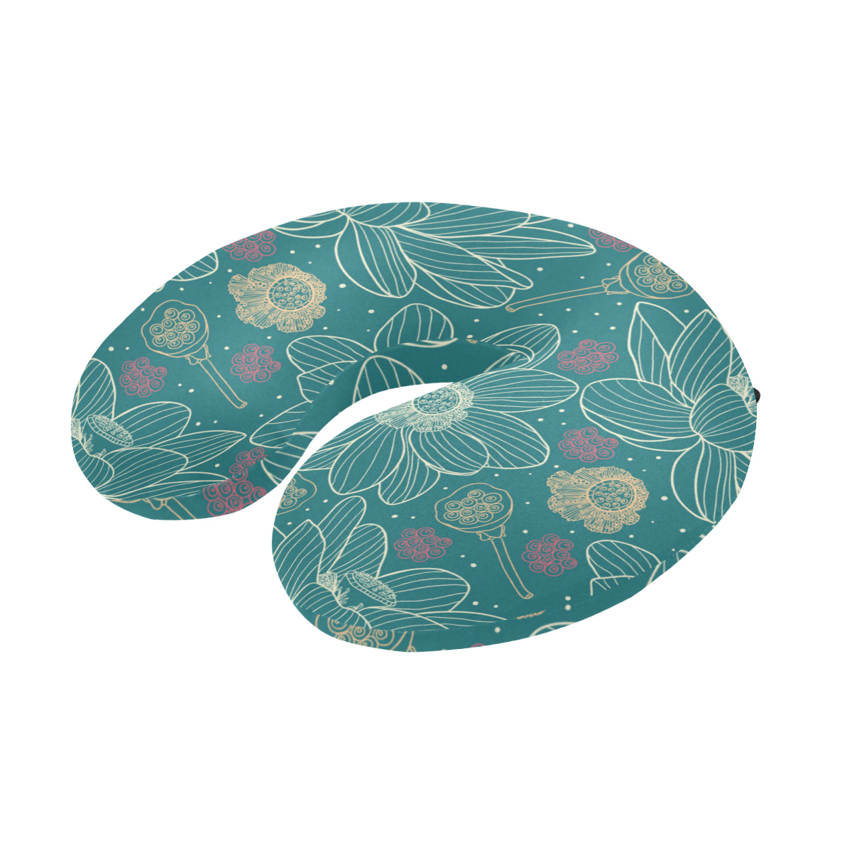 Lotus Pattern Print Design 01 U-Shaped Travel Neck Pillow