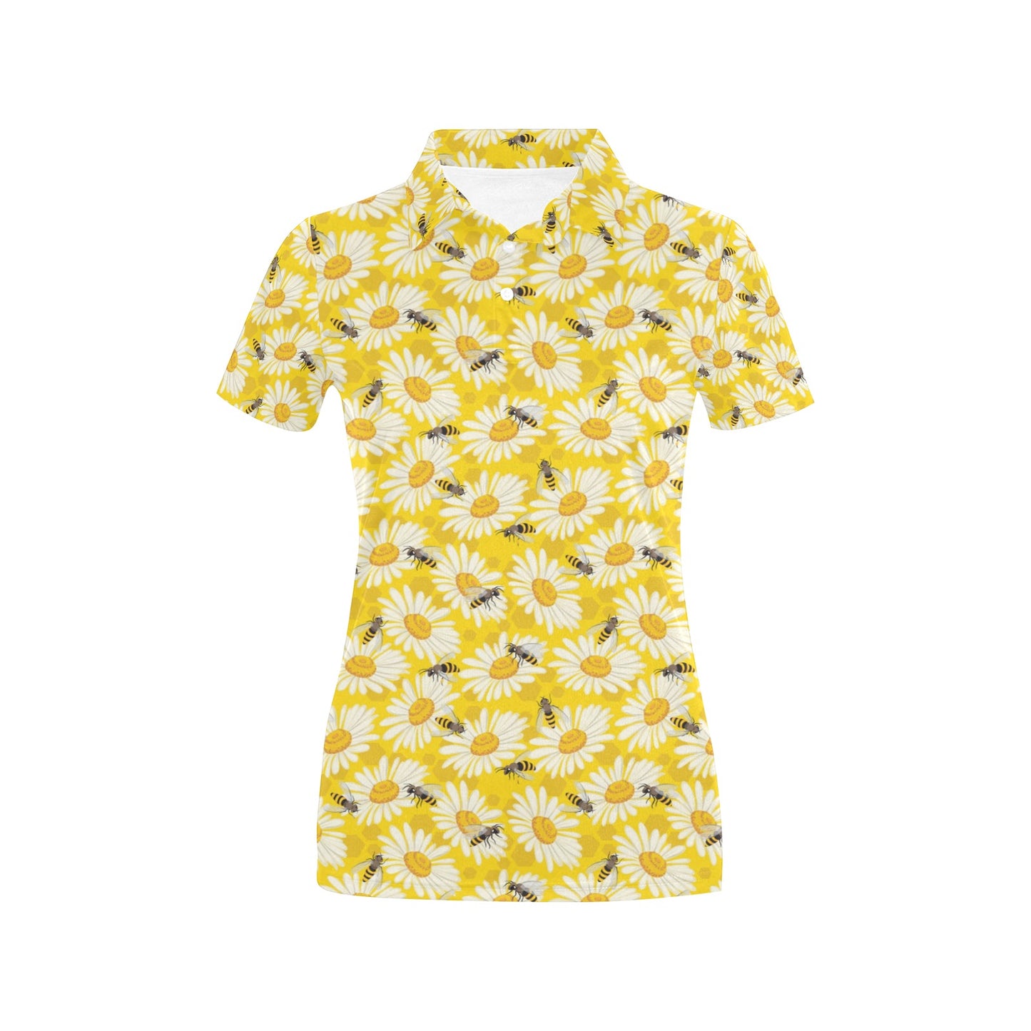 Bee Daisy Pattern Print Design 06 Women's Polo Shirt